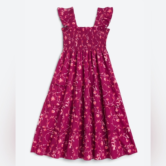 Hill House The Ellie Nap Dress - Burgundy Botanical Poplin Medium - Picture 4 of 11